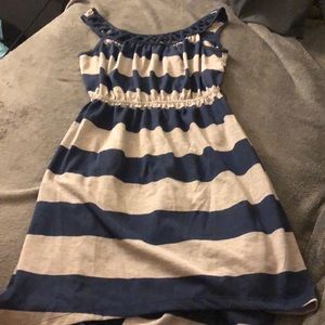 Blue and grey striped dress